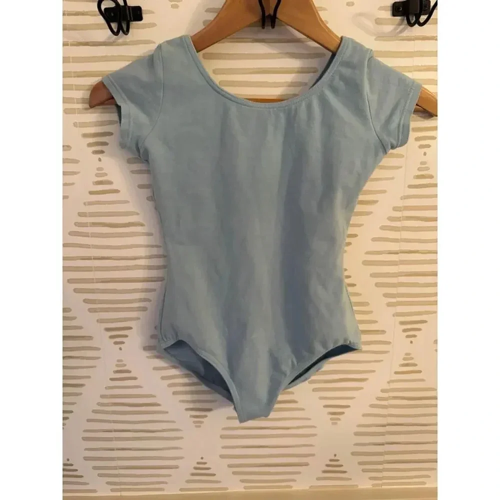 Capezio Light Blue Dance Leotards (2) plus Wrap Skirt Bundle